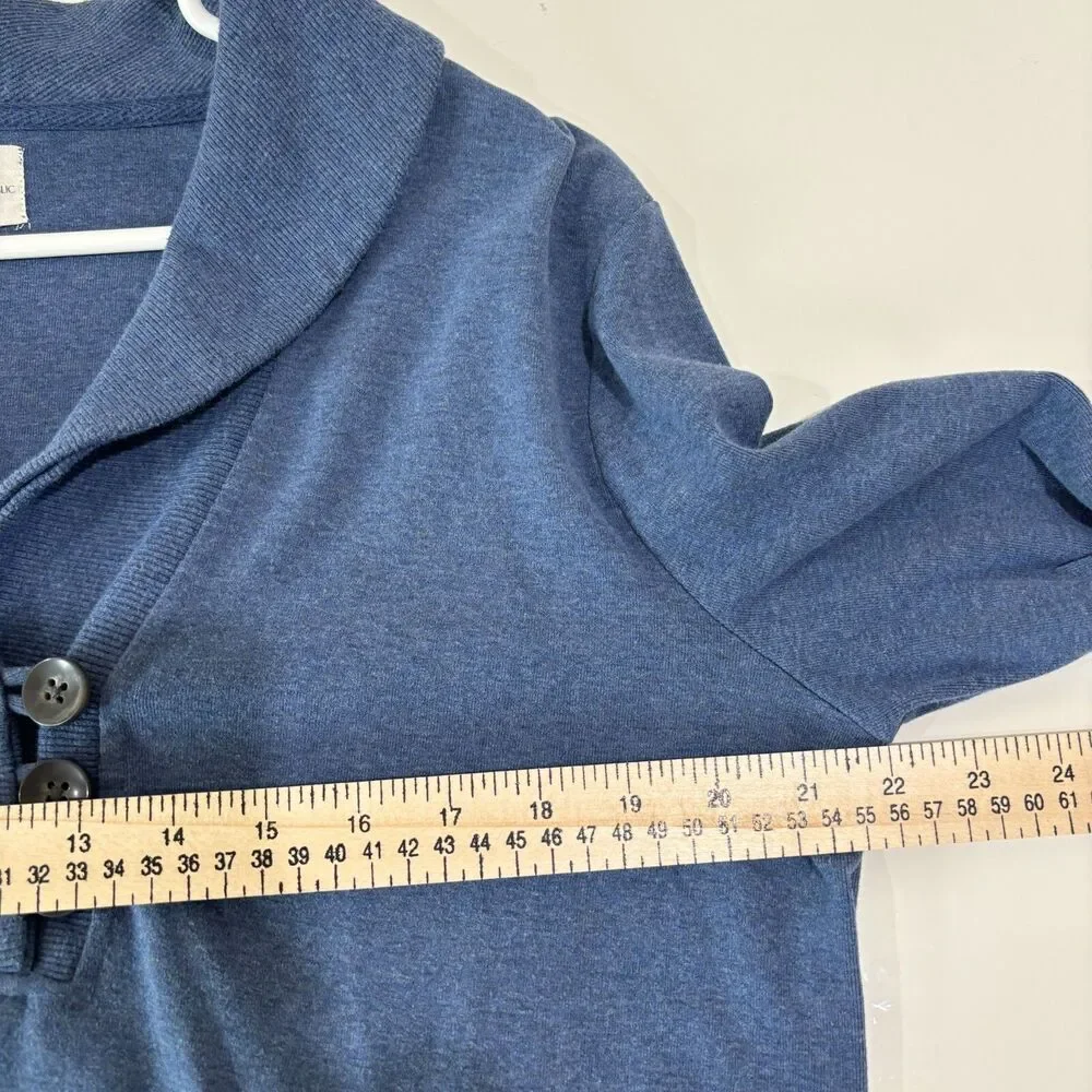 Banana Republic Blue Henley Shawl Sweater Mens XL Classic Preppy Academia